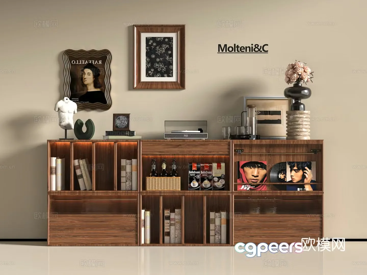 Modern bookcase 3d model