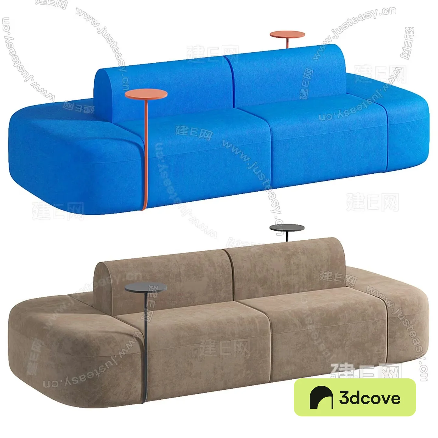 A Blue Couch With A Table