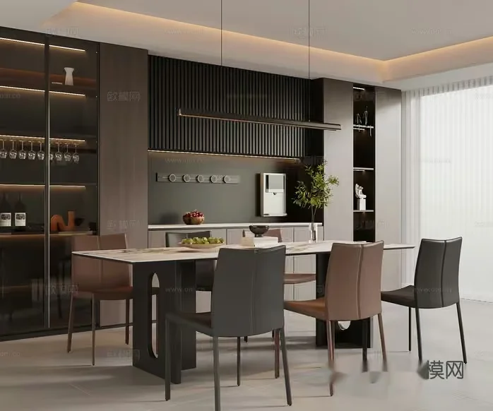 Modern Dining Room 3D Model – 7077 – VRAY Render