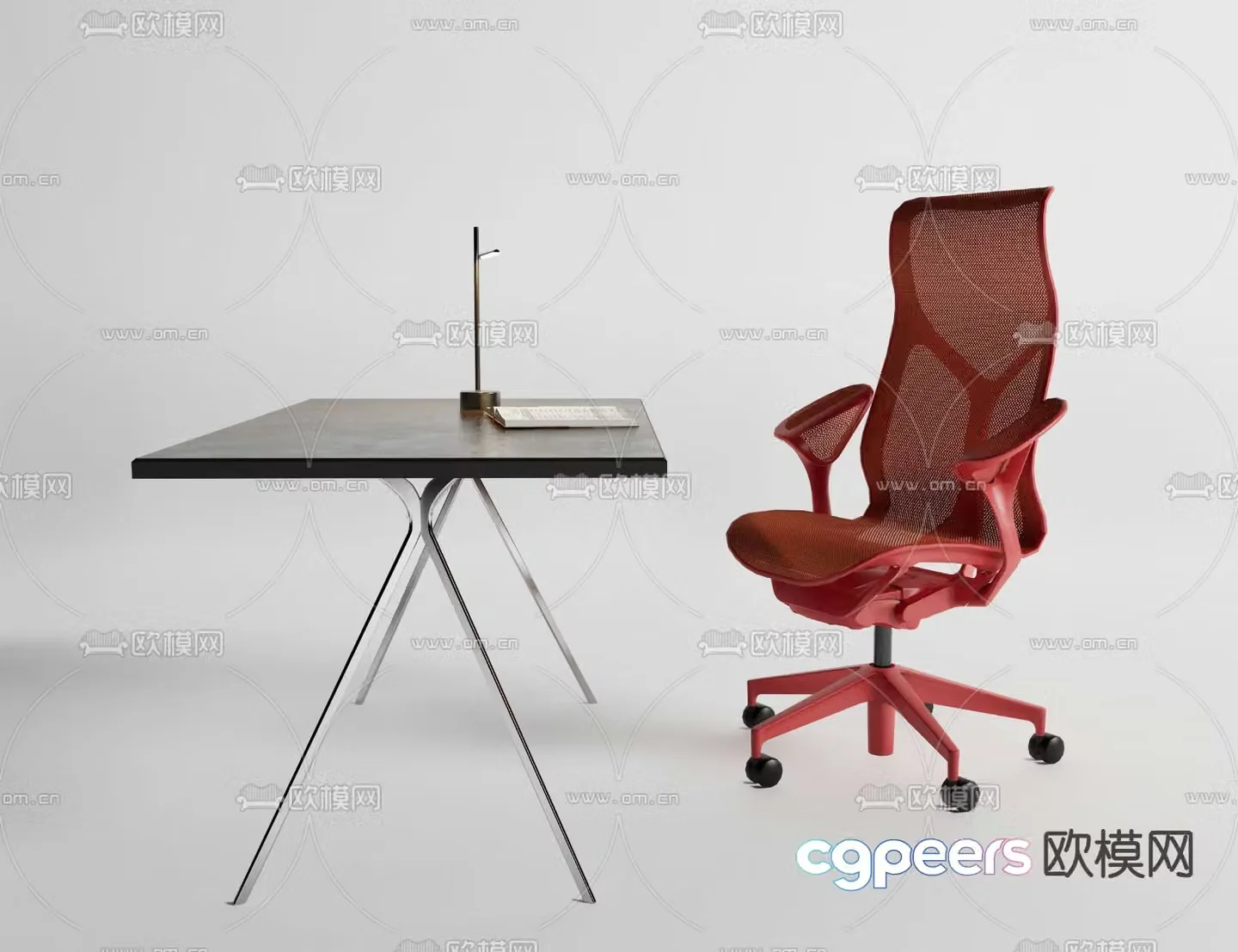 Office desk and chair 3d model
