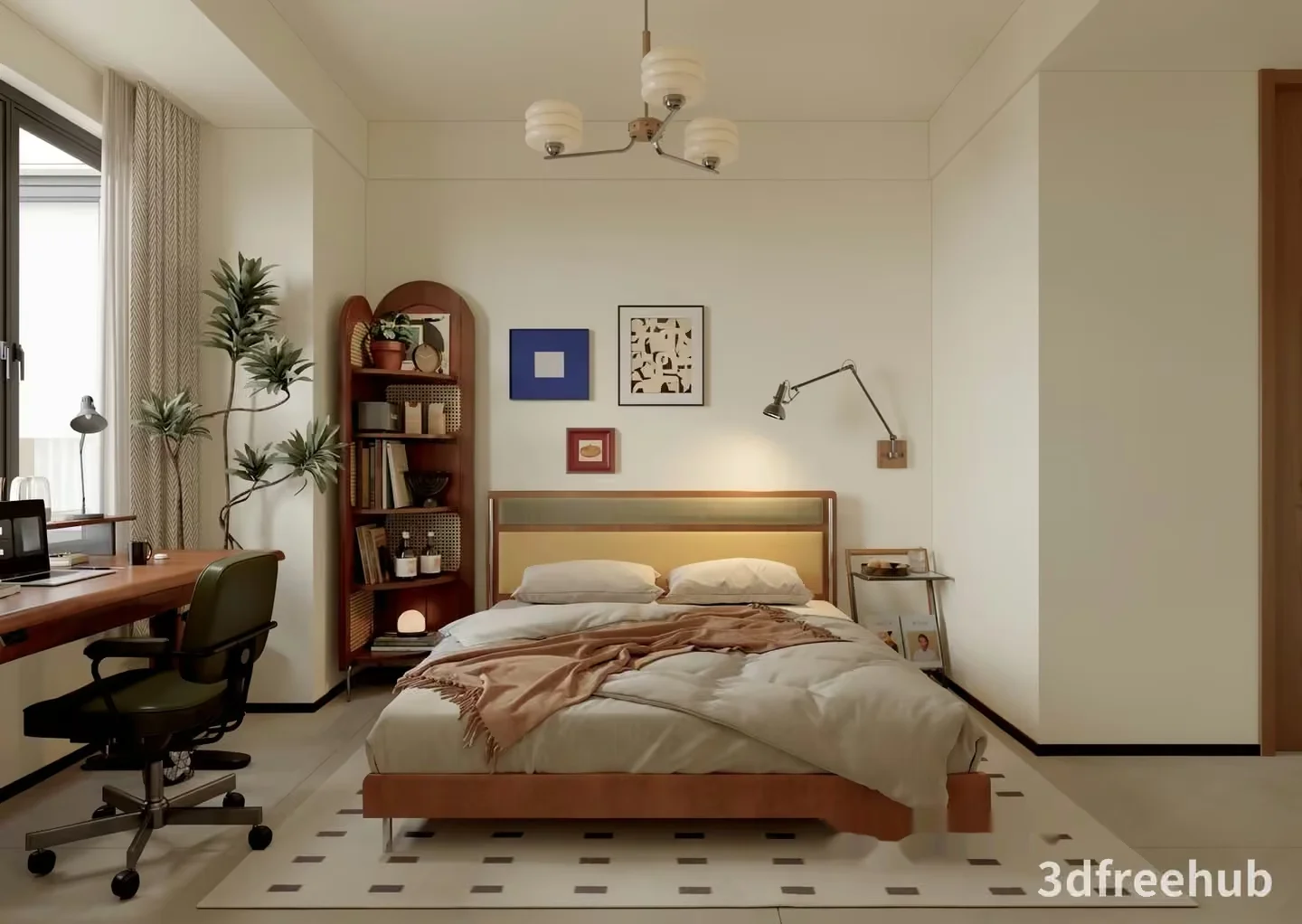 Cozy Bedroom 3D Model – 20001 – VRAY Render