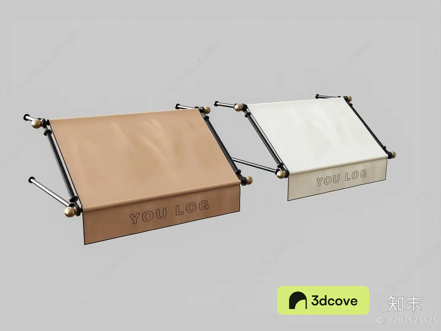 A Beige And White Storage Box With A Metal Frame