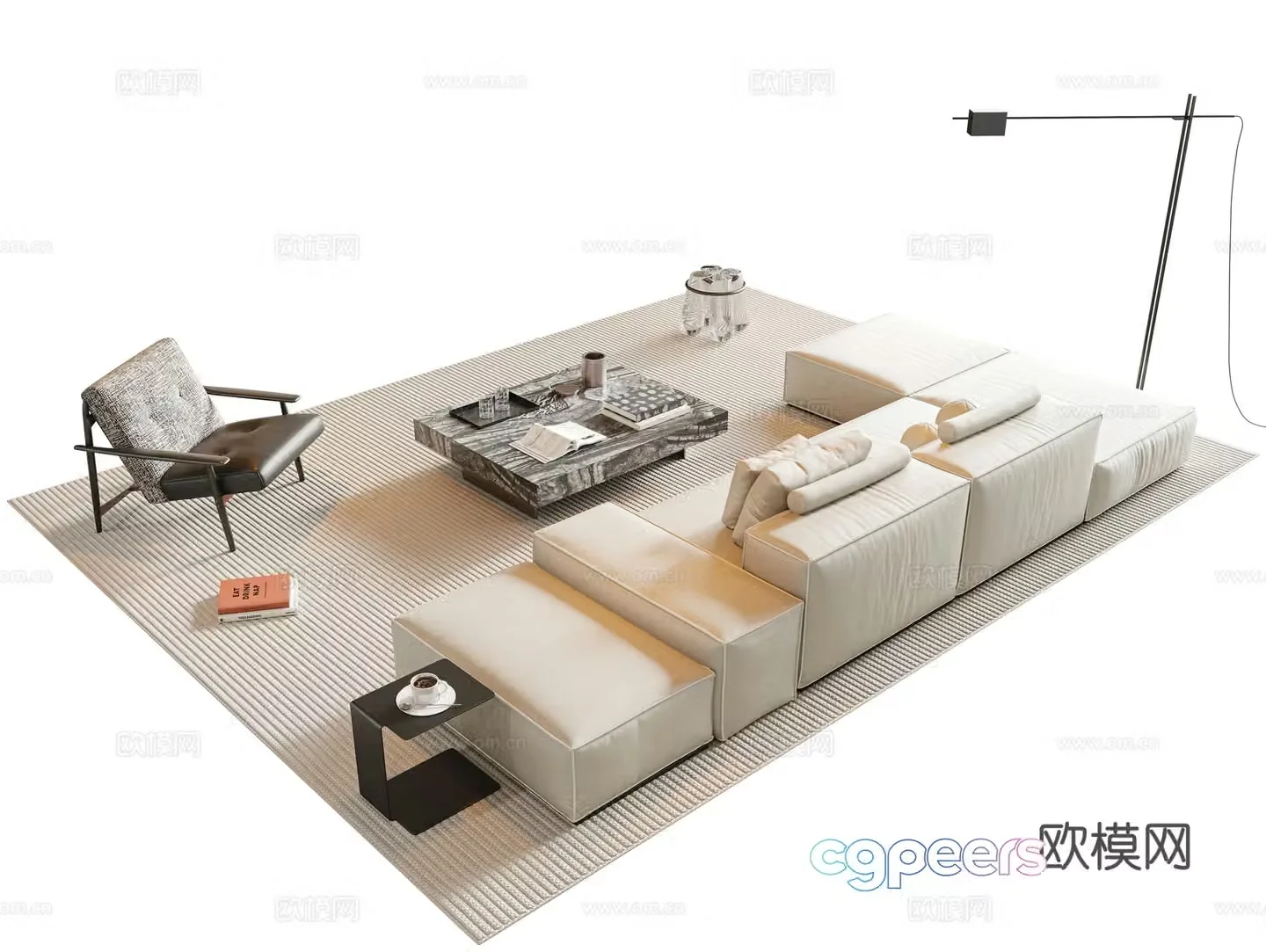 Italian sectional sofa 3d model