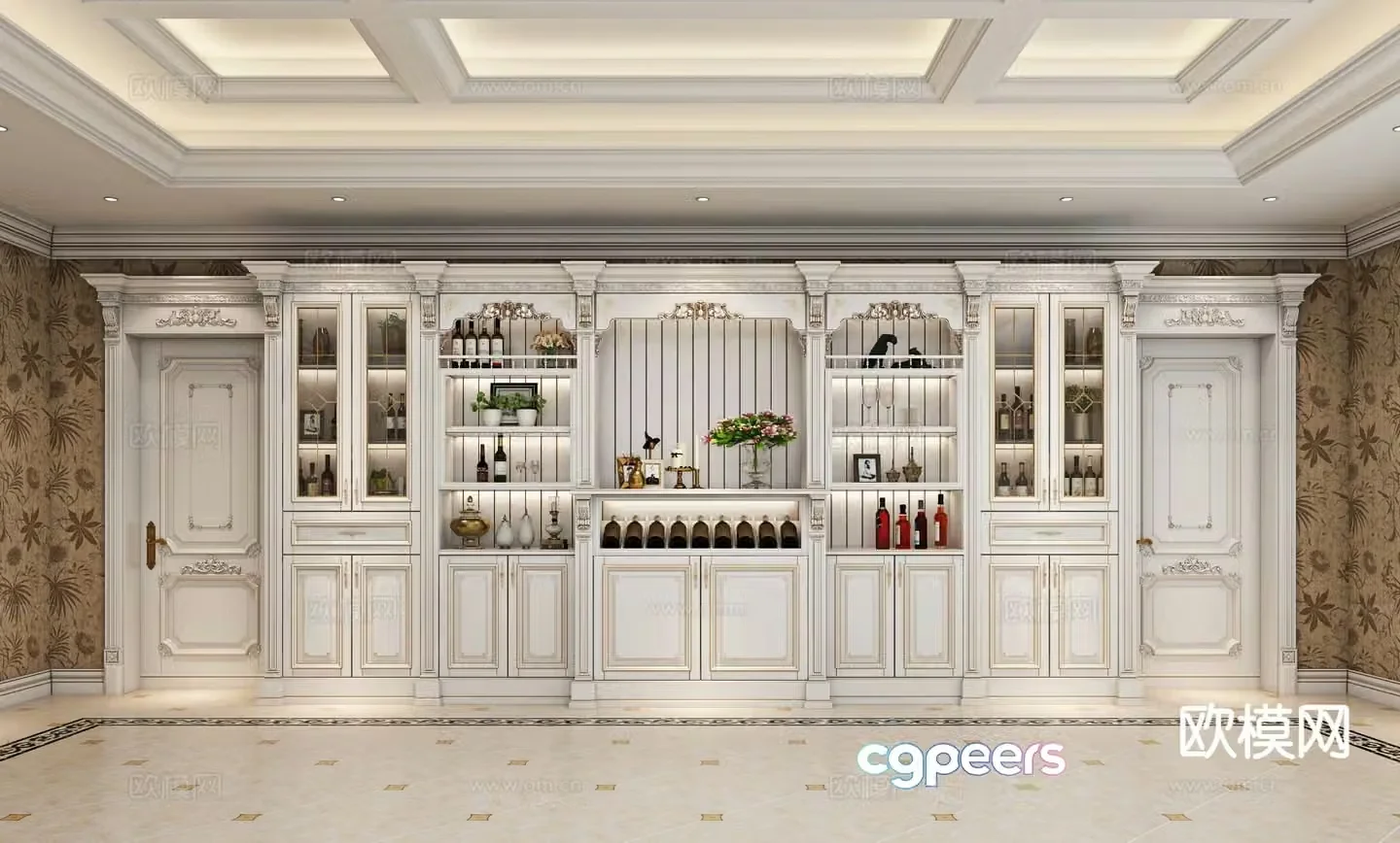 European wine cabinet 3D model