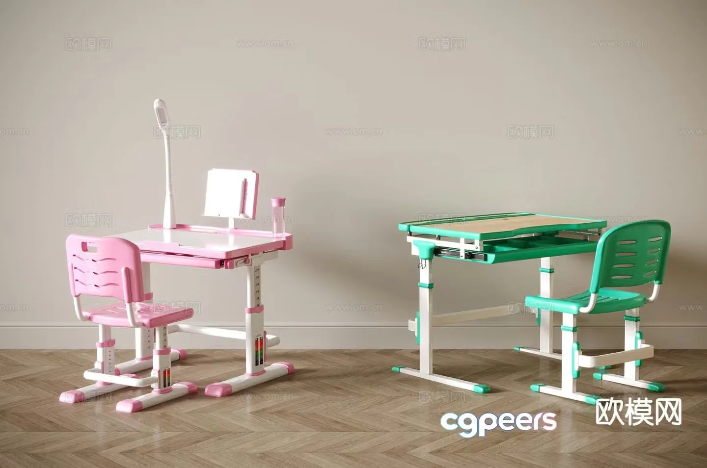 Modern children’s study table 3d model