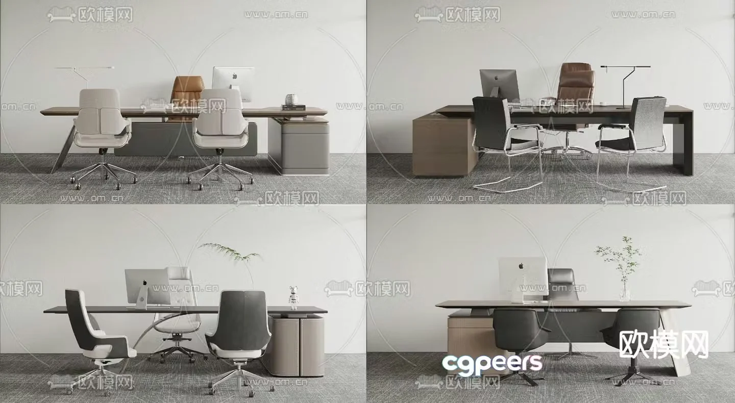 Desk table office desk boss desk supervisor desk 3D model