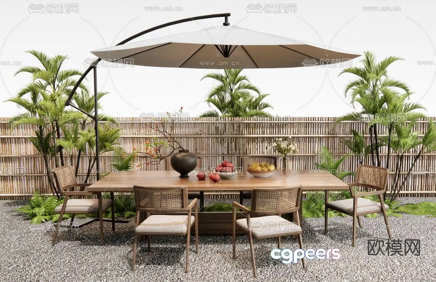 Outdoor tables and chairs courtyard tables and chairs 3d model
