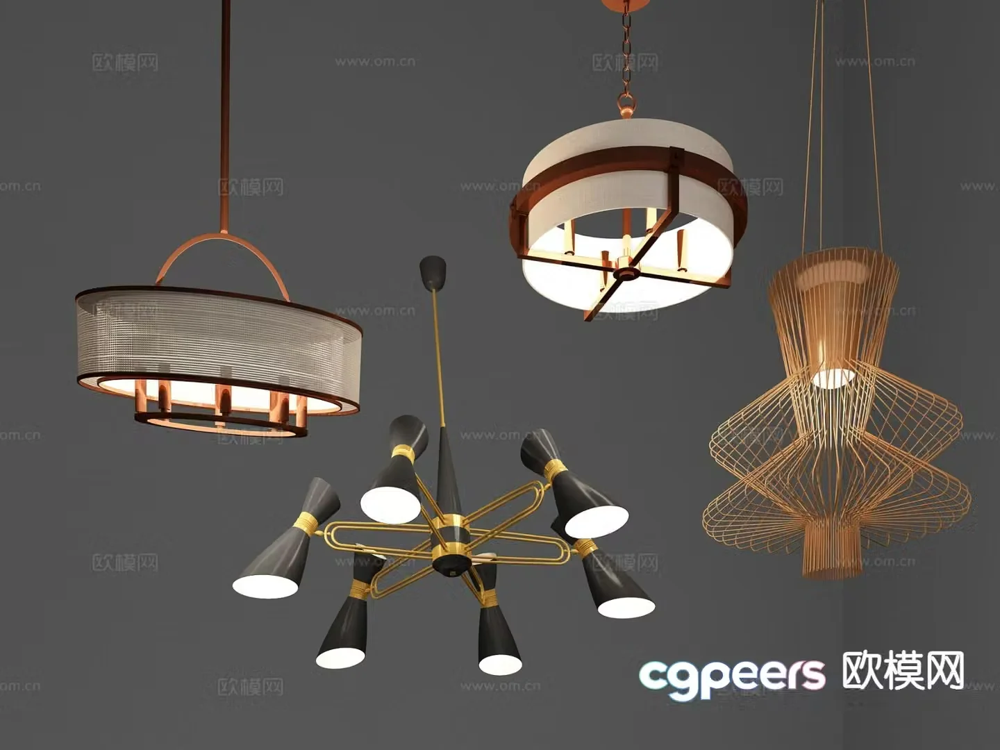 New Chinese style chandelier multi-head chandelier 3d model