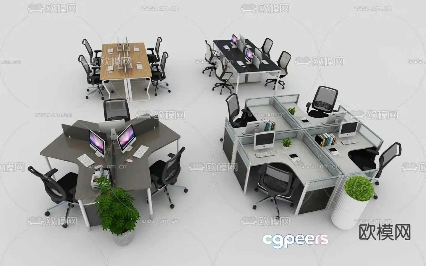 Office desk and chair screen card 3d model