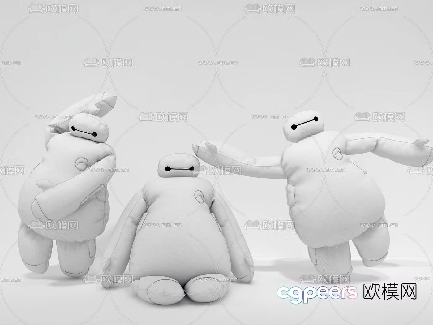 Modern fabric big white toy doll 3d model
