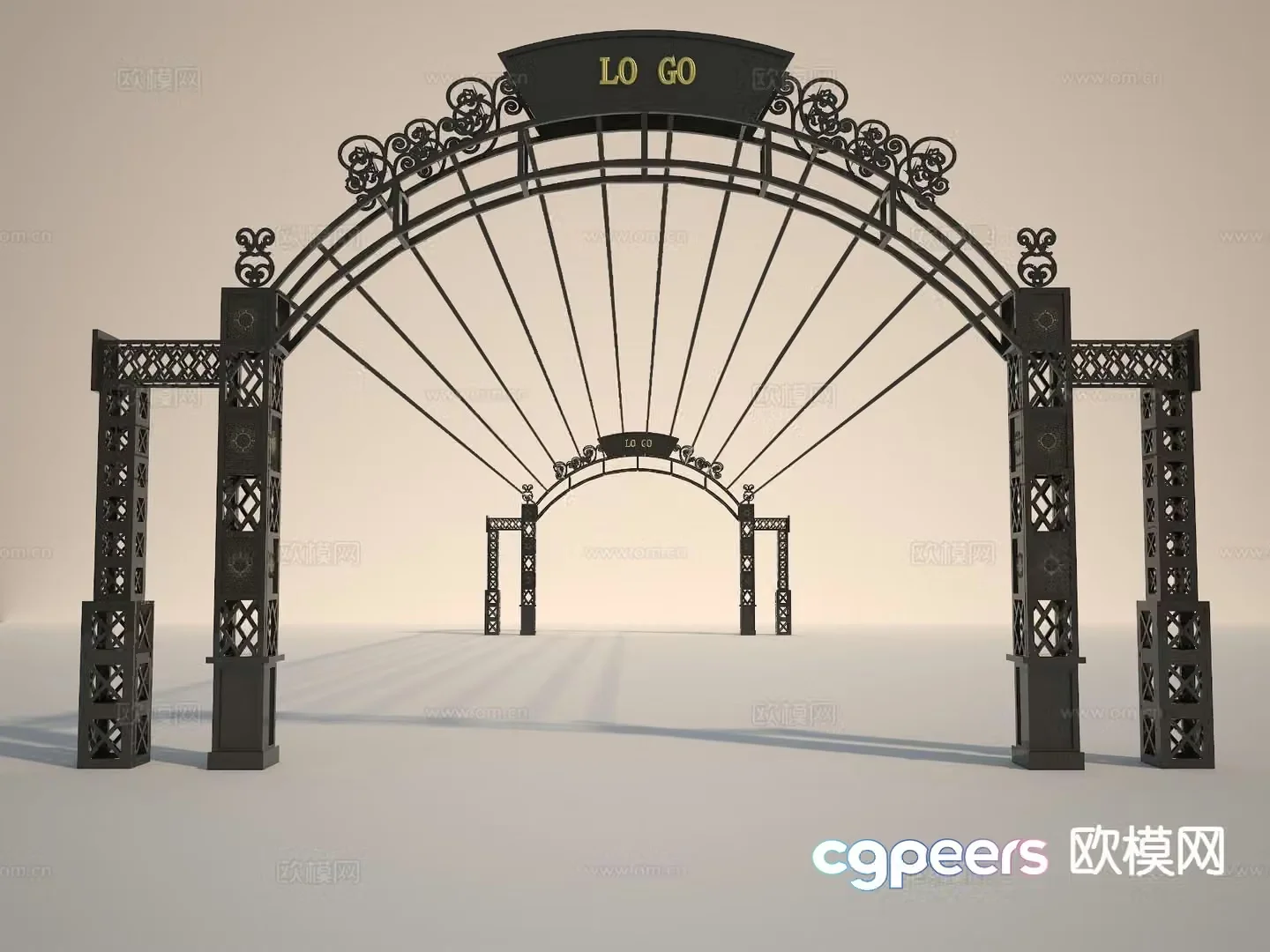 Wrought iron frame garden frame 3D model