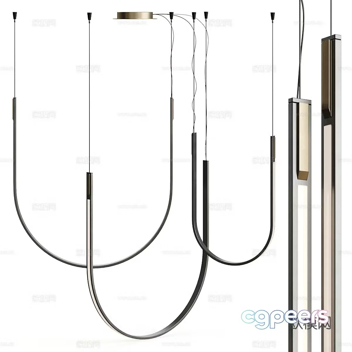Modern minimalist linear chandelier 3d model
