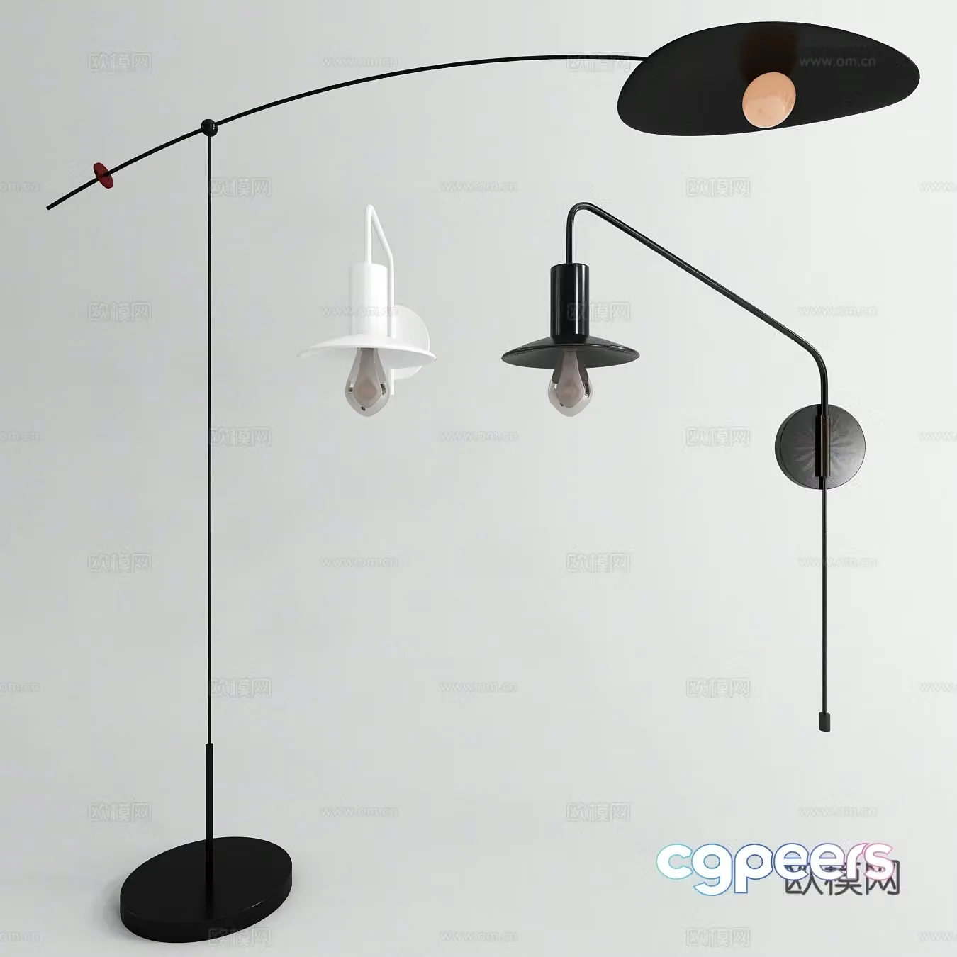 Modern metal floor lamp wall lamp 3d model