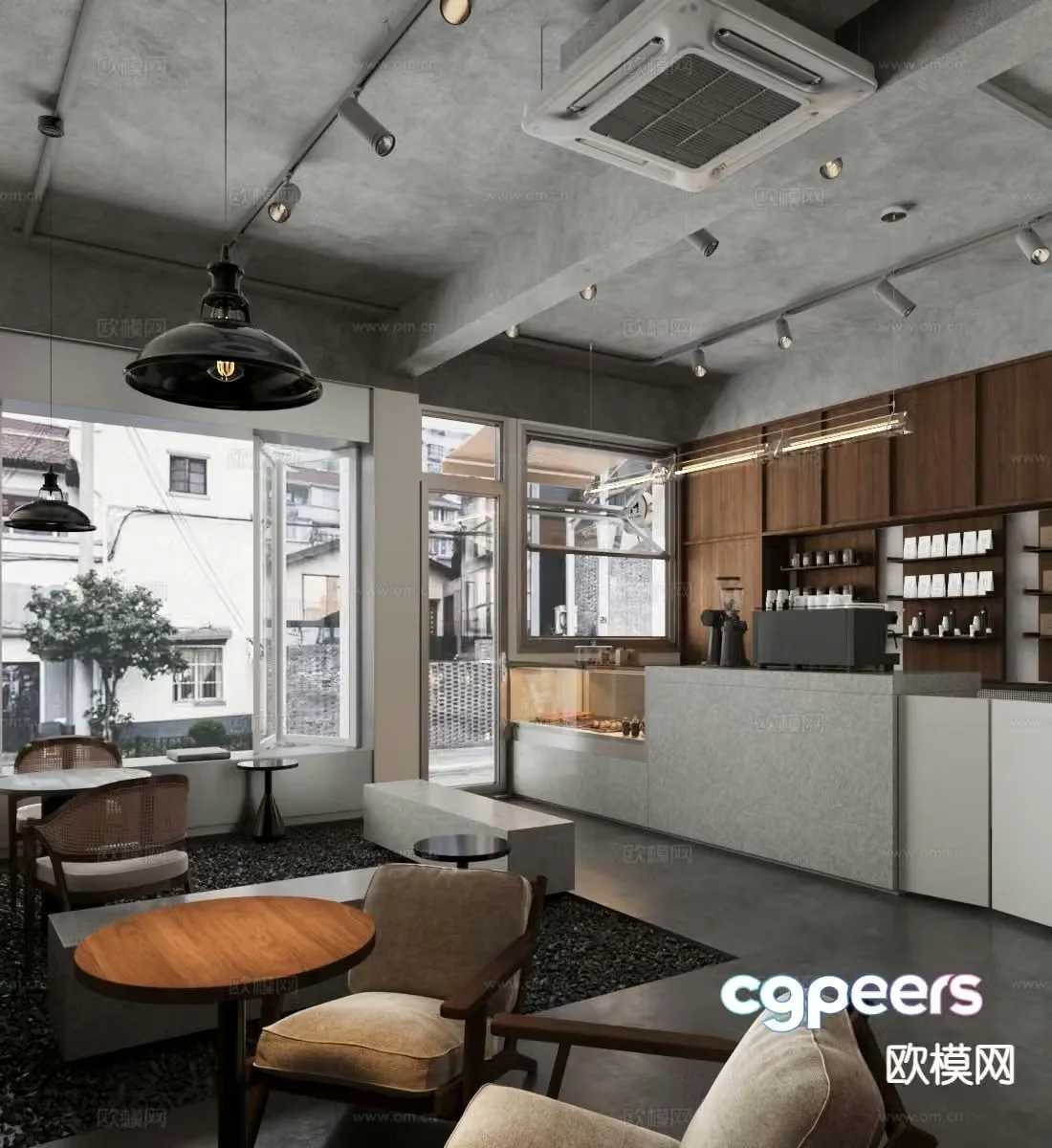Industrial style cafe cafe 3d model