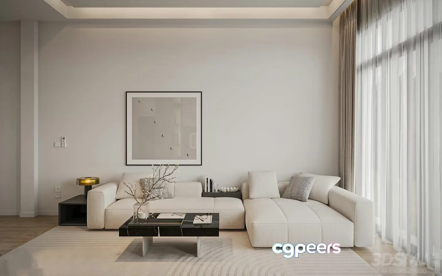Modern Living Room 3D Model – 7375 – CORONA Render