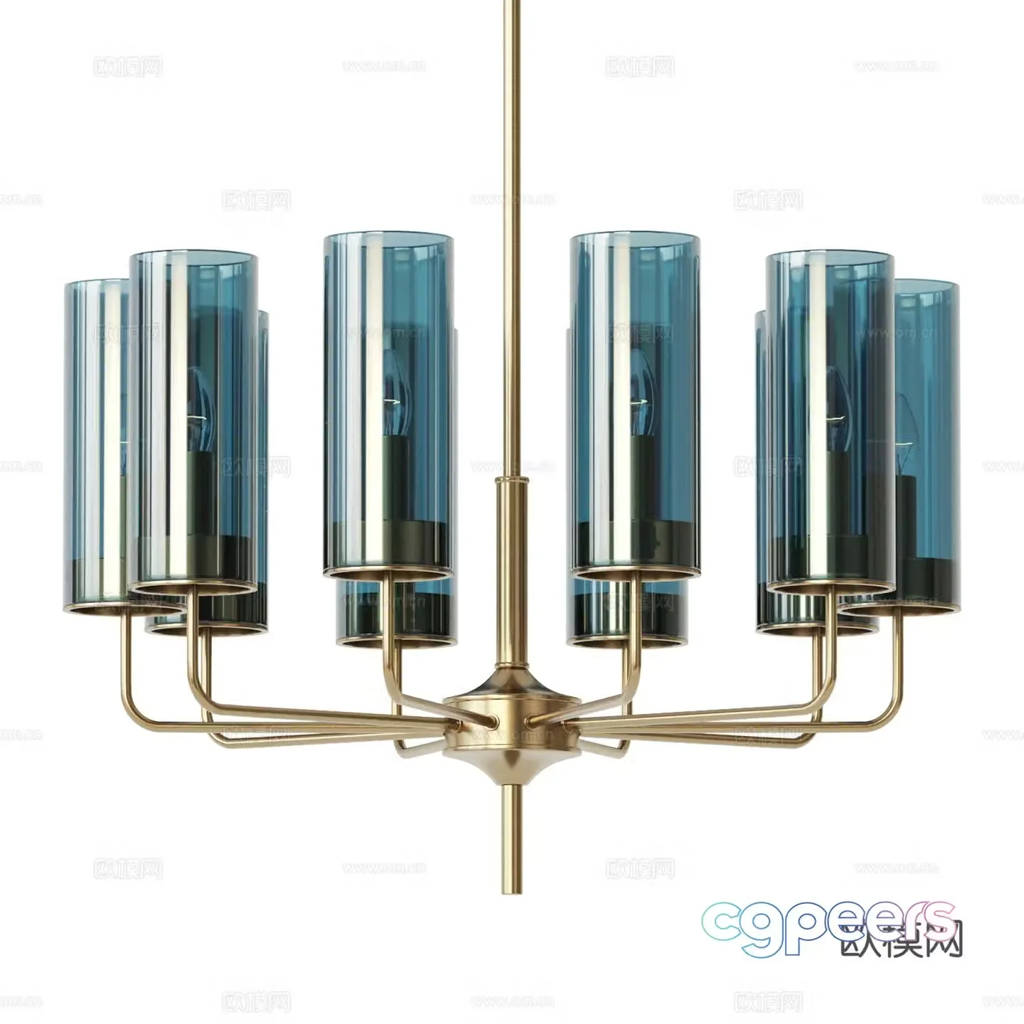New Chinese style light luxury glass chandelier 3D model