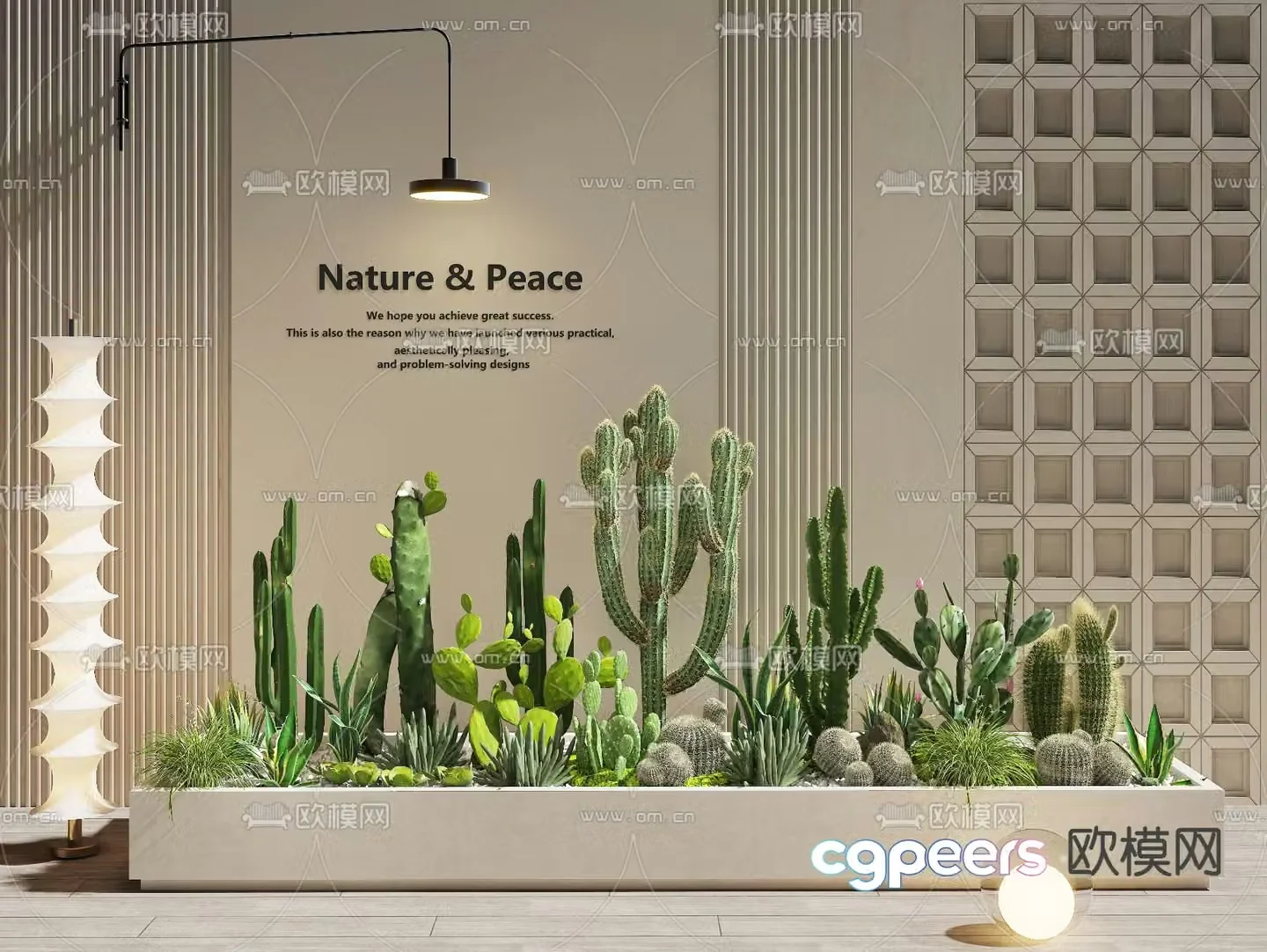 modern interior landscape plant pile 3d model