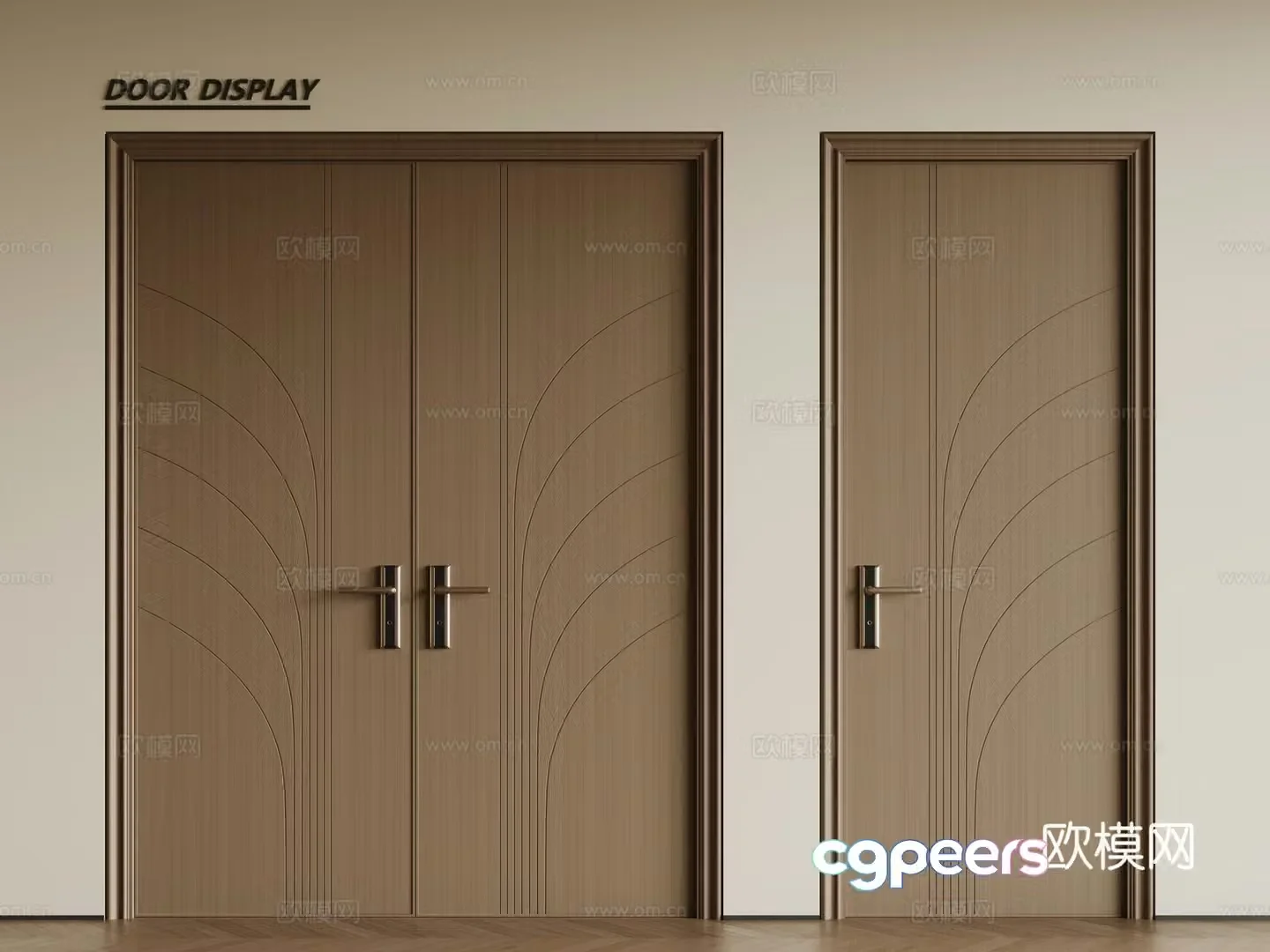 New Chinese style single-opening door double-opening door wooden door swing door 3D model