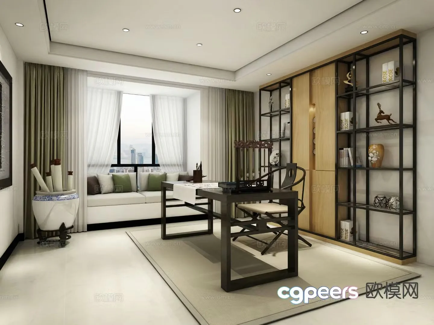 New Chinese style study 3D model