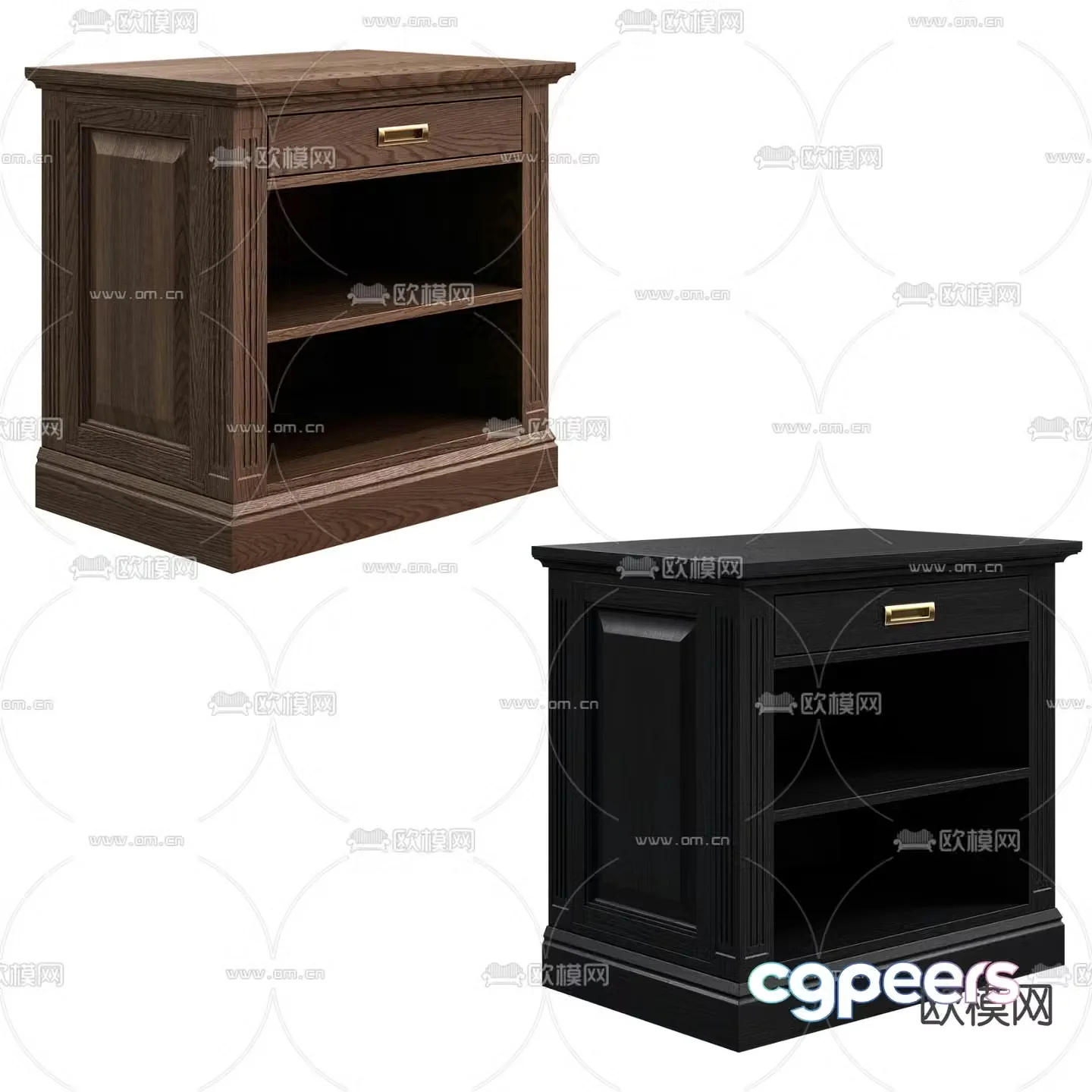 Simple European bedside table 3d model