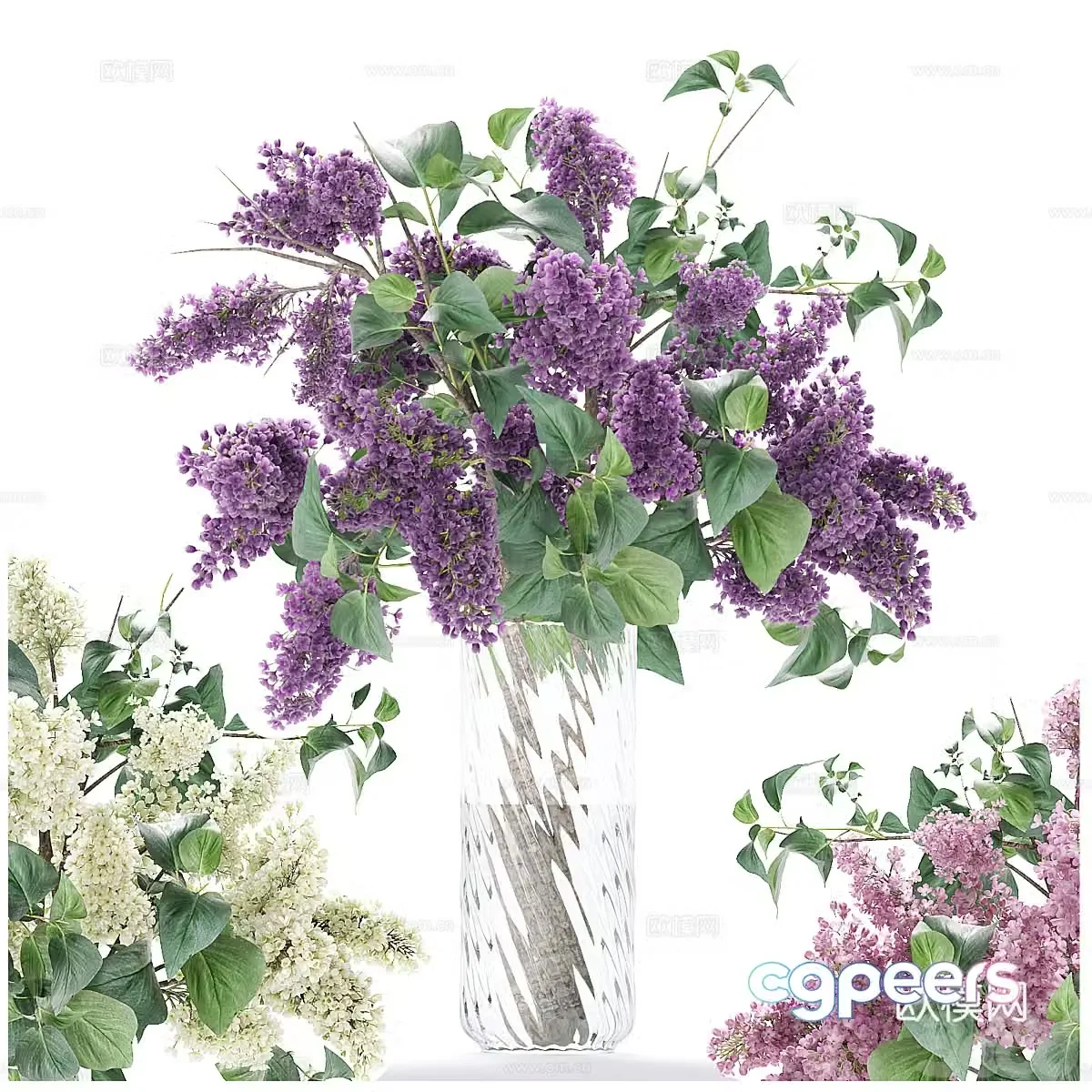 Modern lilac vase flower art 3d model