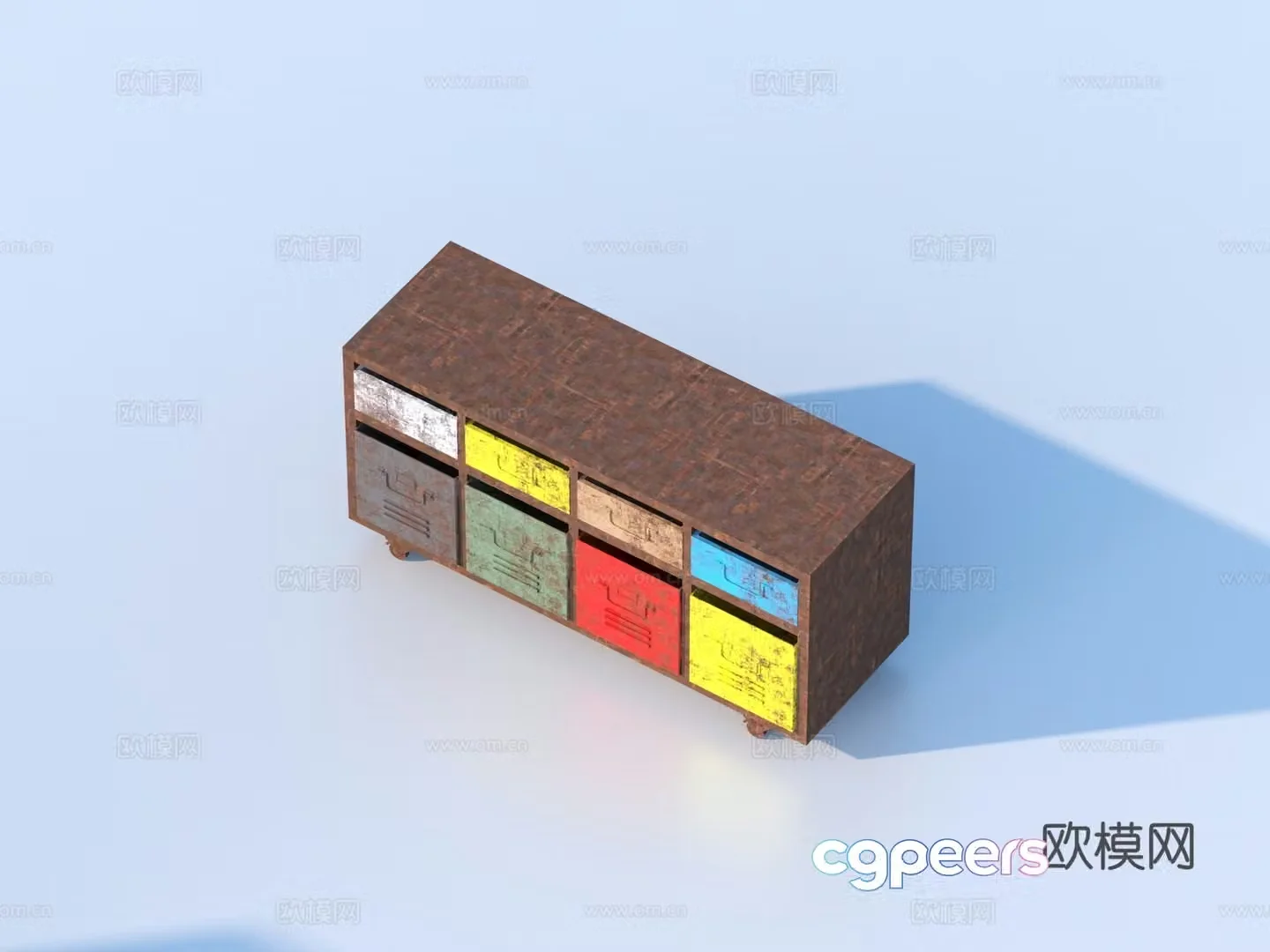 Middle-aged old cabinet side cabinet storage cabinet 3d model