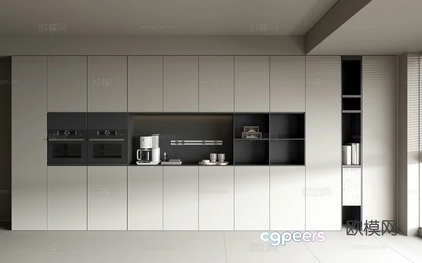 Solid wood sideboard sideboard combination Decorative cabinet combination Oven coffee maker water cup book 3d model