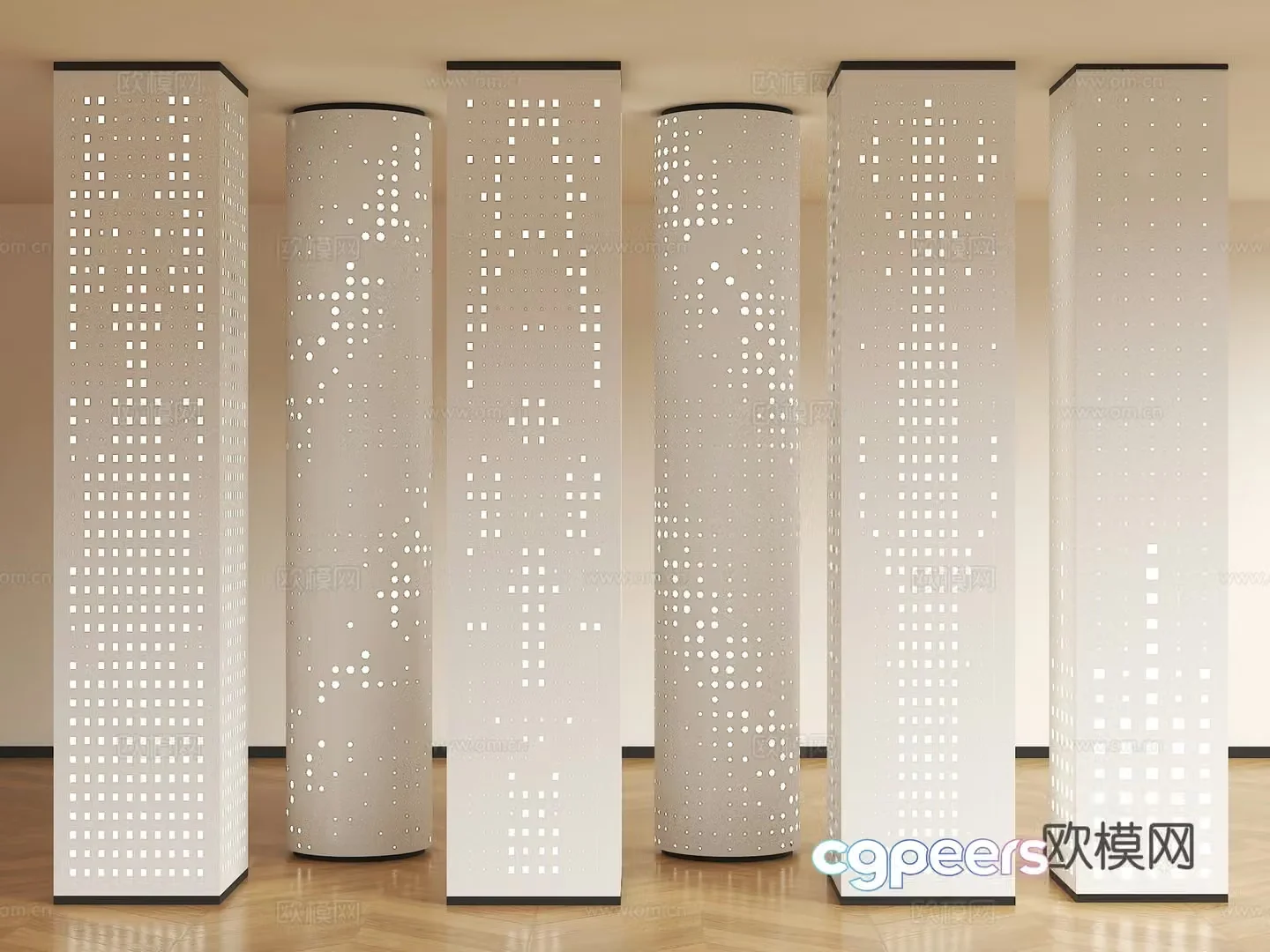 Modern punching column Hollow column Hollow square column Gradient perforated column Luminous decorative column 3D model