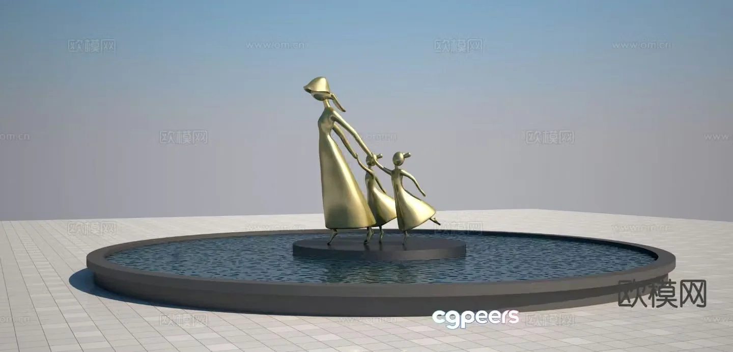Mother and daughter sculpture urban sculpture 3d model