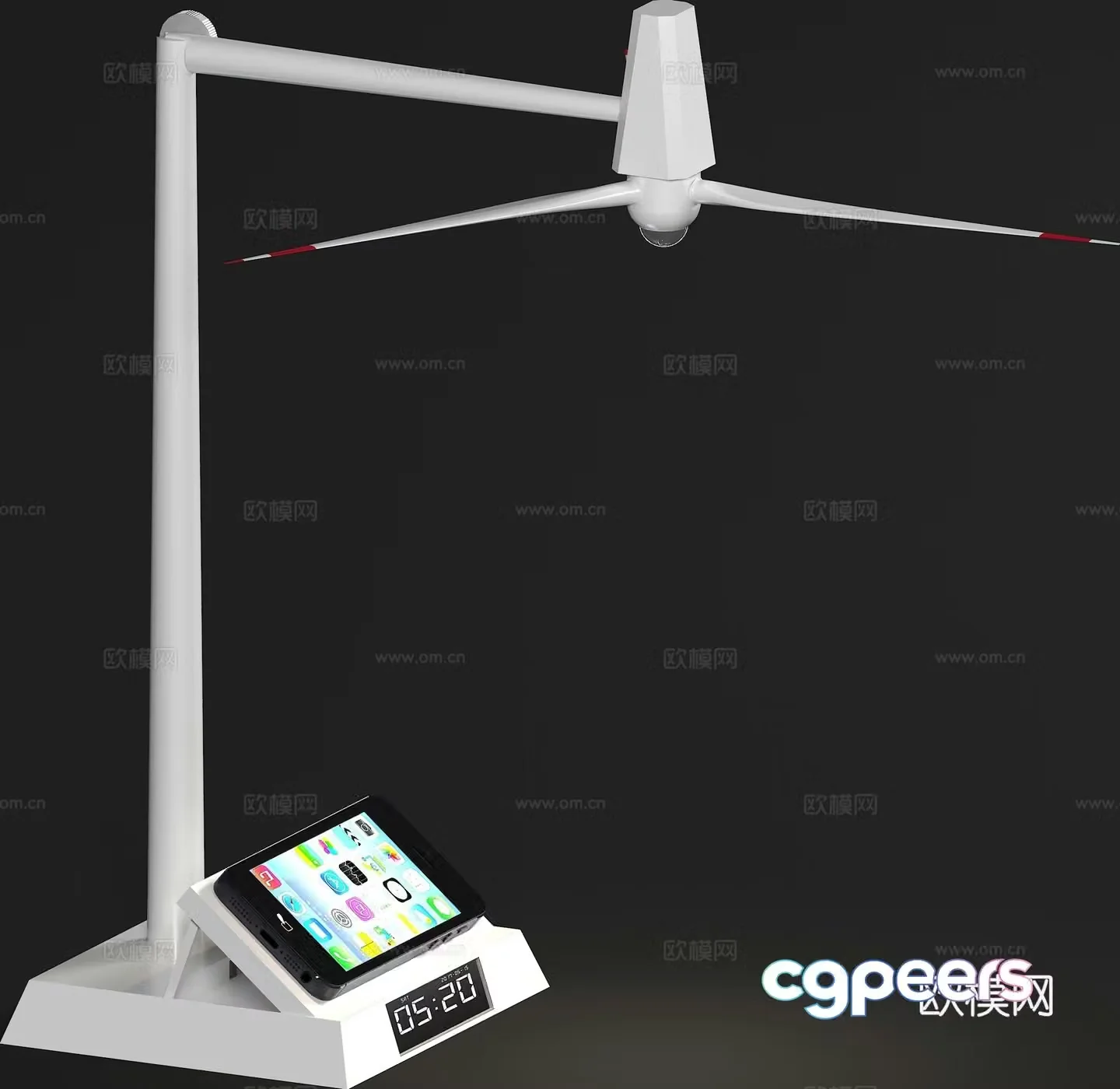 Folding windmill desk lamp 3d model
