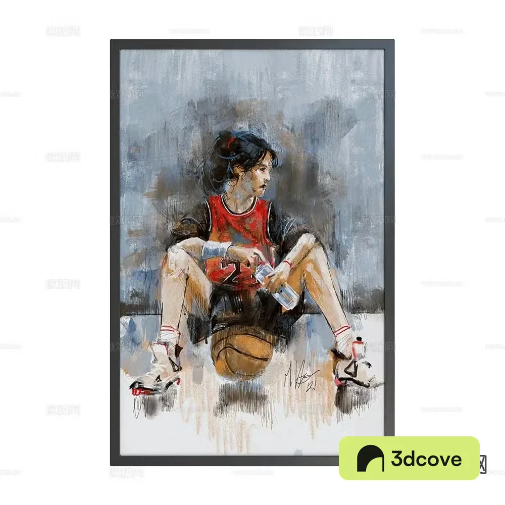 NC Design figure oil painting basketball player decorative painting