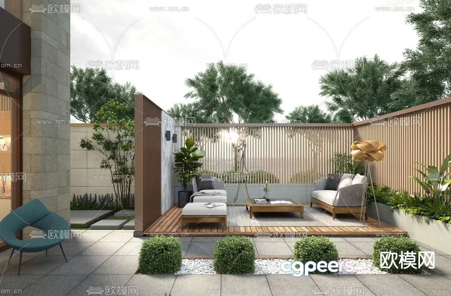 Outdoor landscape courtyard landscape 3d model