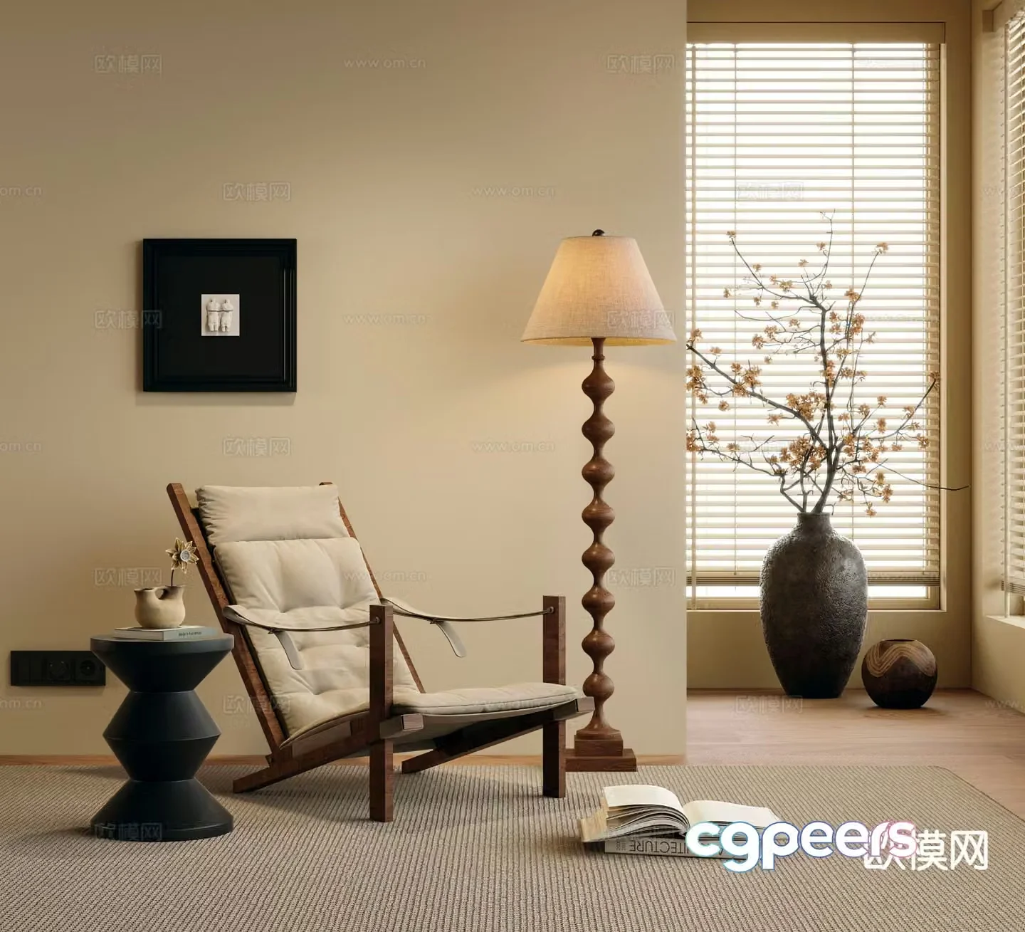 Medieval style chair lounge chair leisure chair 3d model