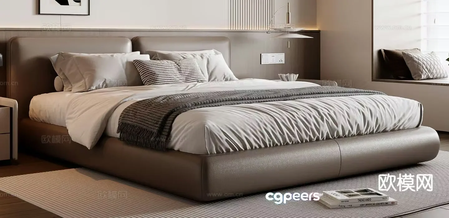 Italian double bed 3d model