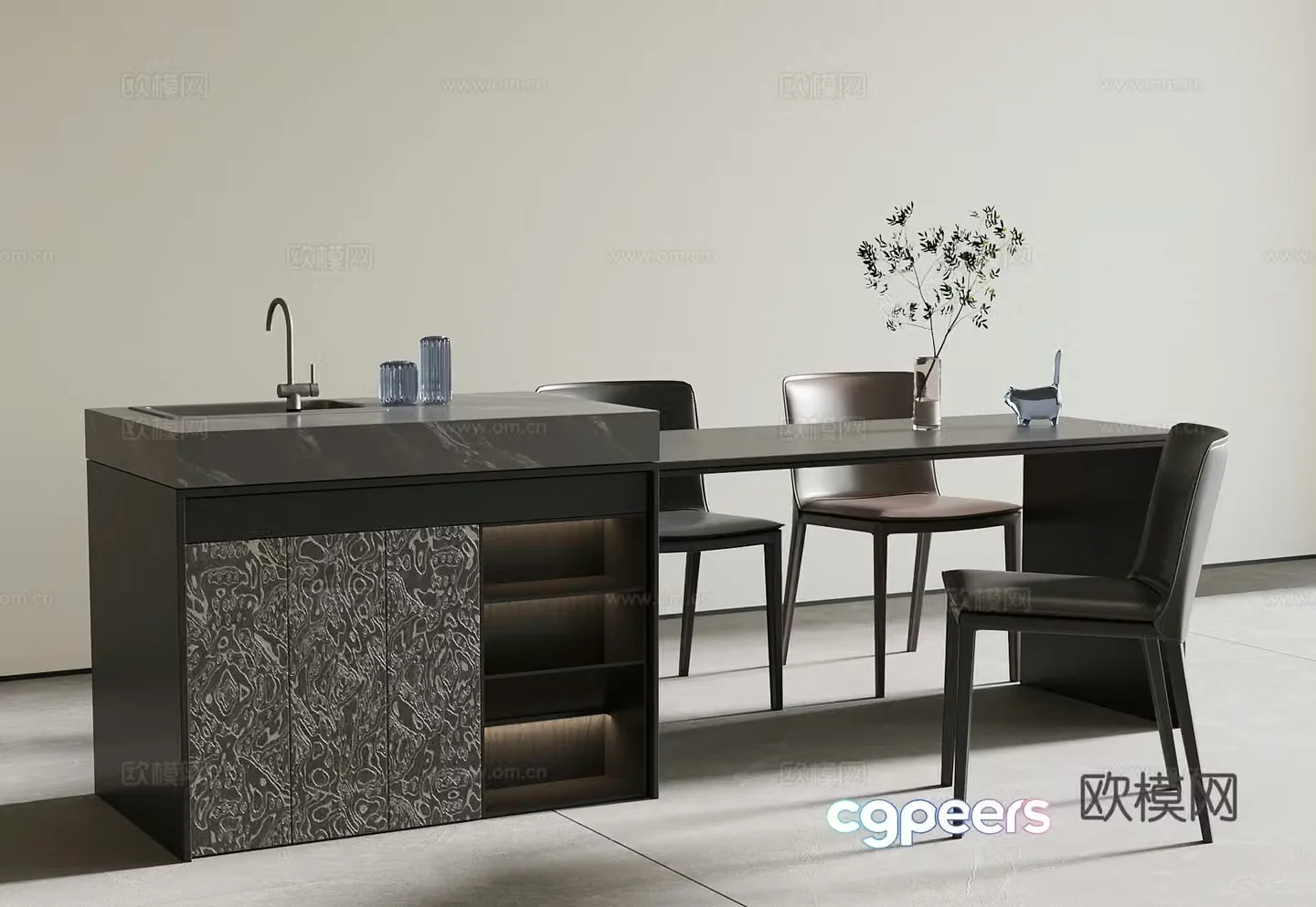 Island modern Italian island dining table 3d model