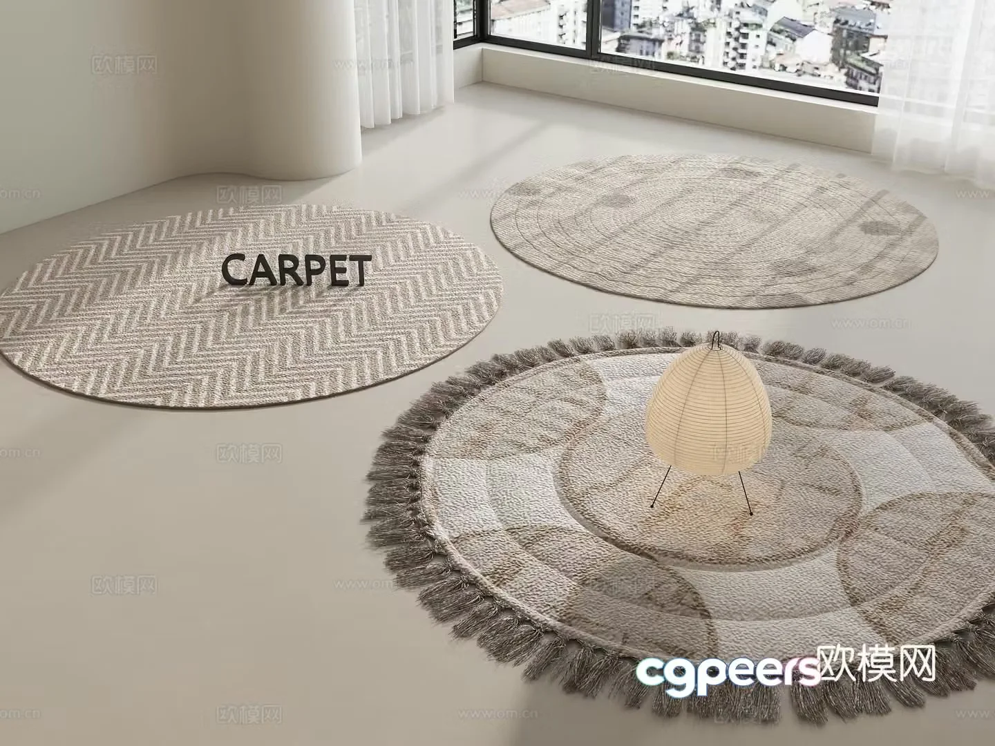 Carpet Creamy Carpet Living Room Carpet Round Carpet Wasabi Carpet Bedroom Carpet 3D Model
