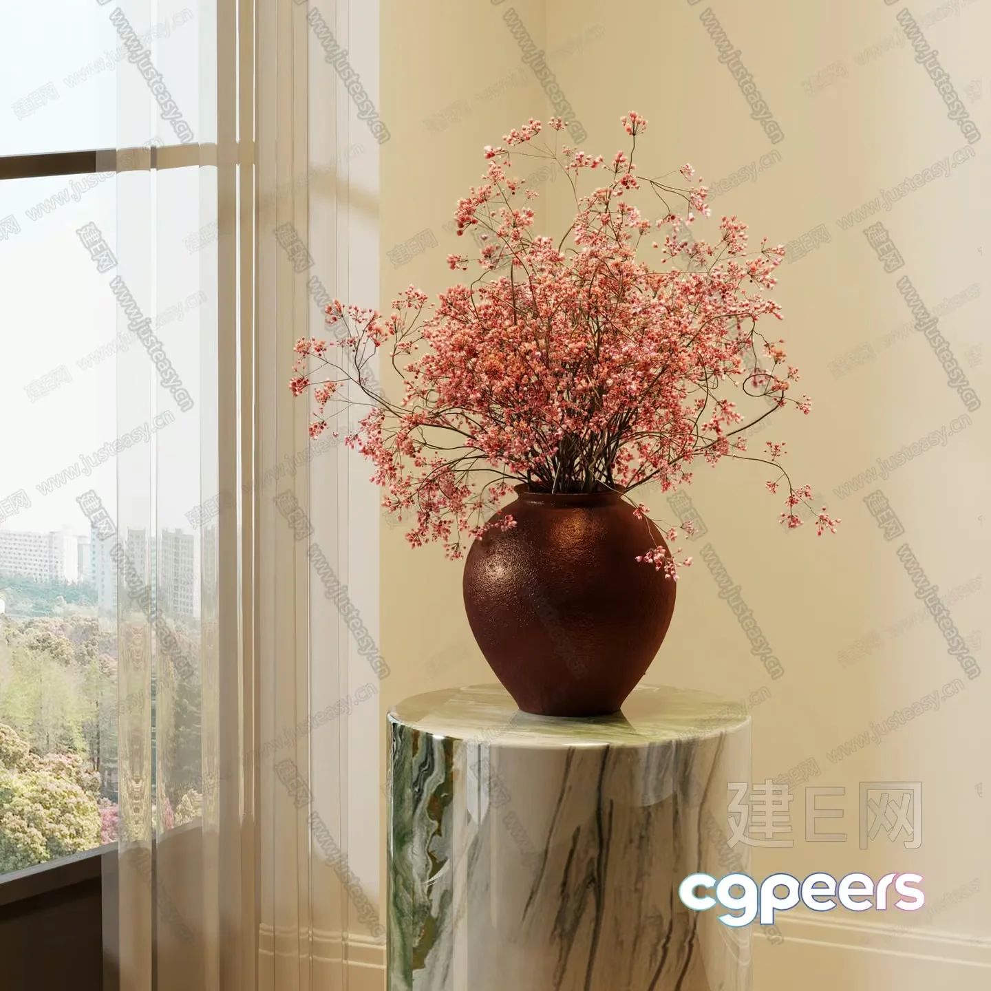 A Vase With Flowers 3D Model – 717 – VRAY Render
