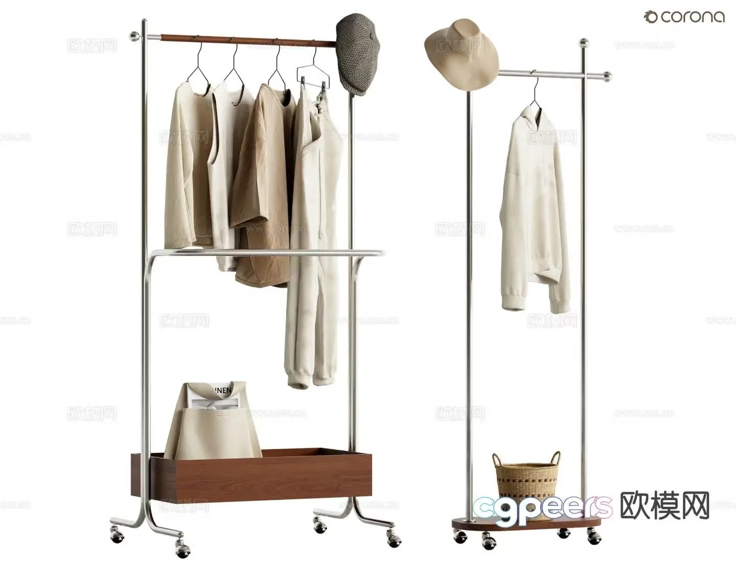 Medieval style floor-standing clothes hanger 3D model