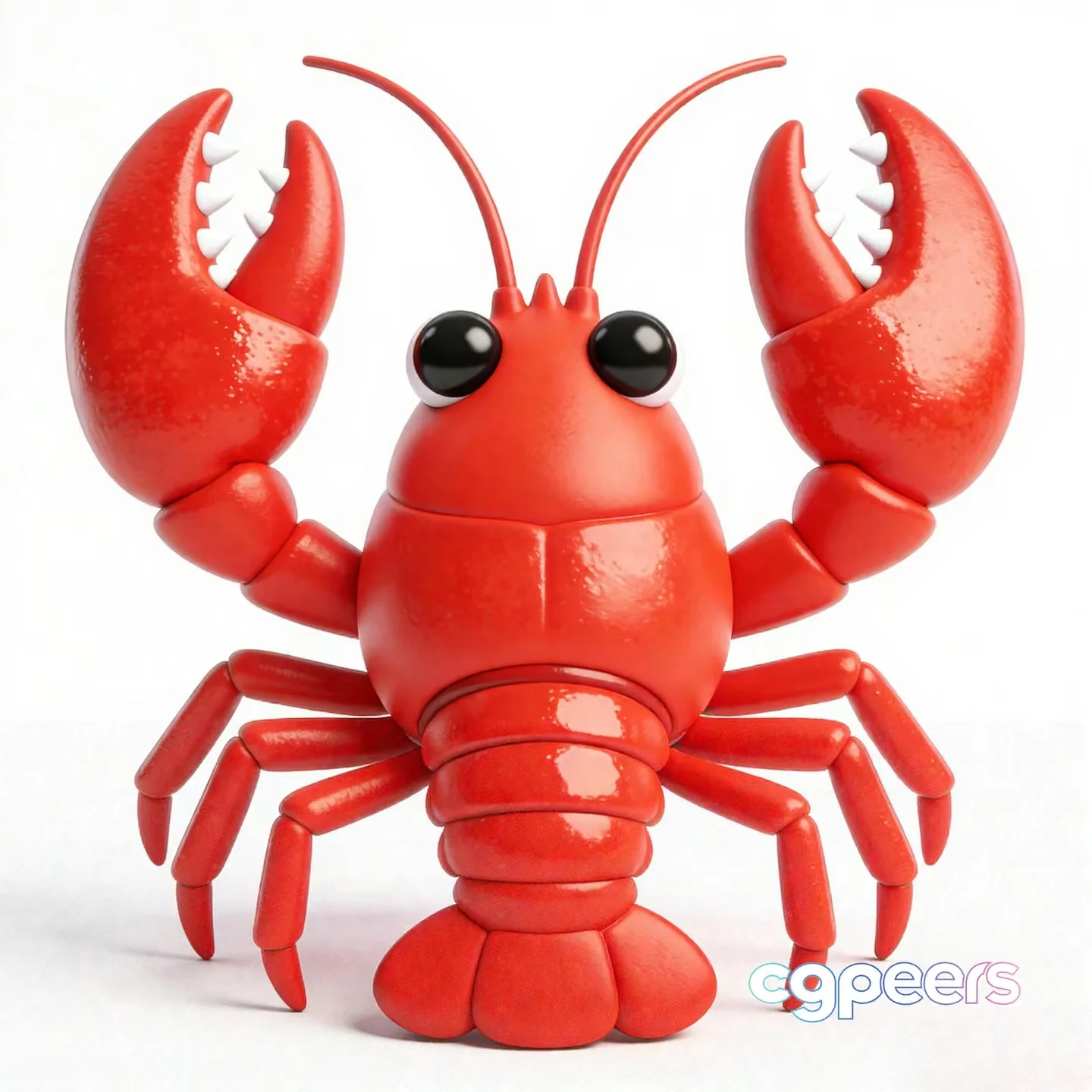 A Red Plastic Lobster 3D Model – 12789 – VRAY Render