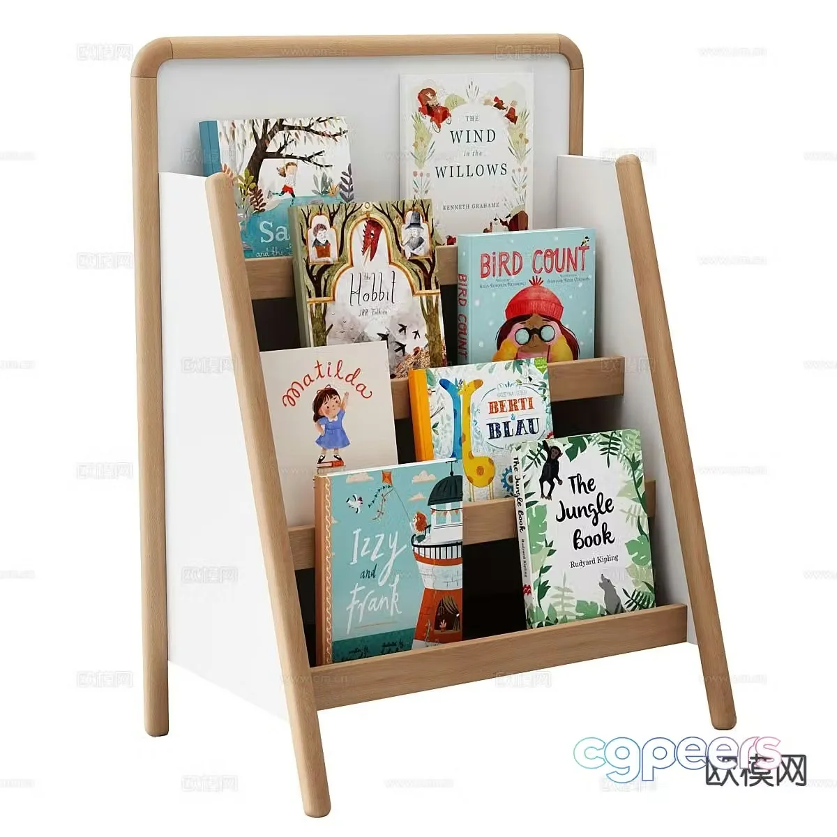 Nordic bookshelf magazine rack 3d model