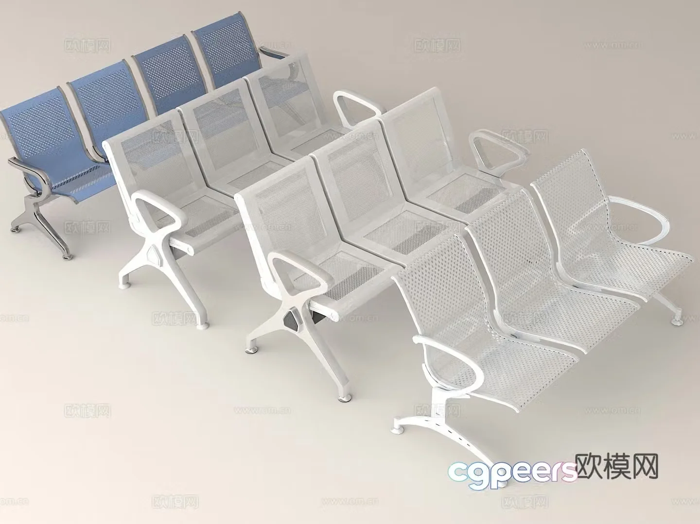 Metal frame public seat waiting chair waiting chair 3d model