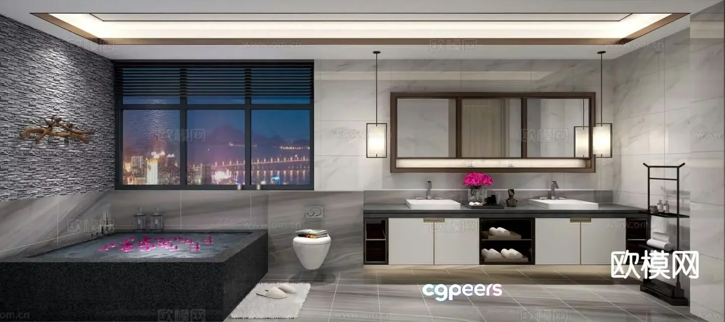 New Chinese style bathroom bathroom 3d model