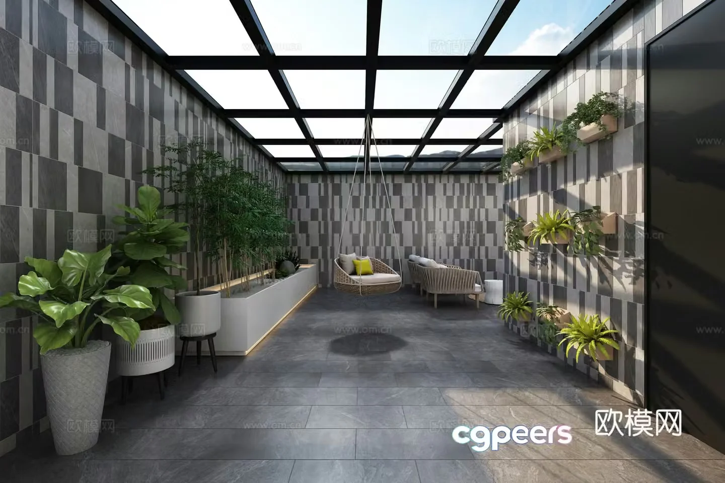Modern leisure balcony 3d model