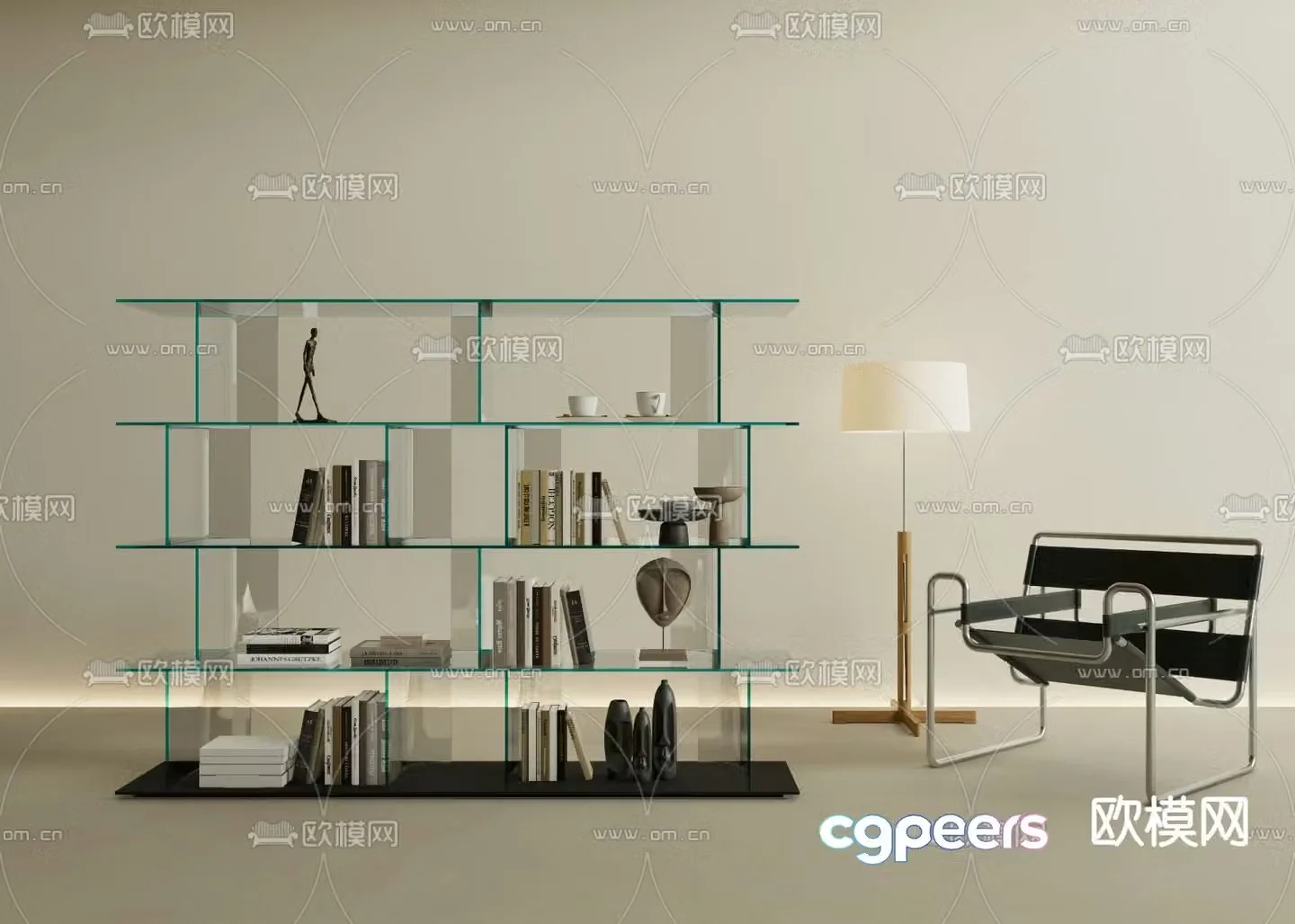 Modern bookcase Bookshelf 3D model