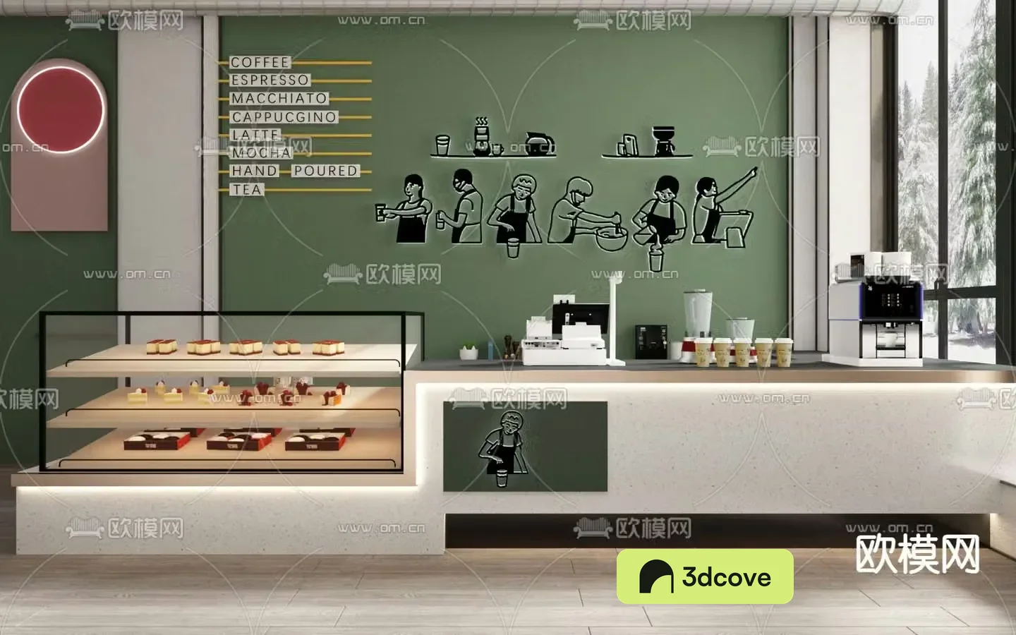 Milk tea shop front desk cashier