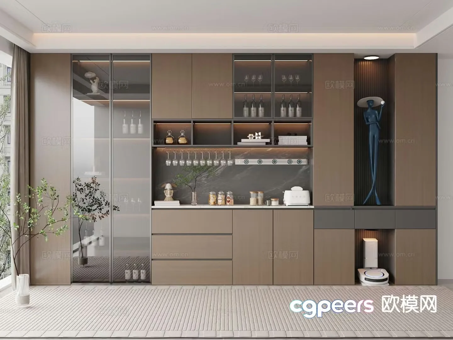 Italian wine cabinet sideboard 3d model
