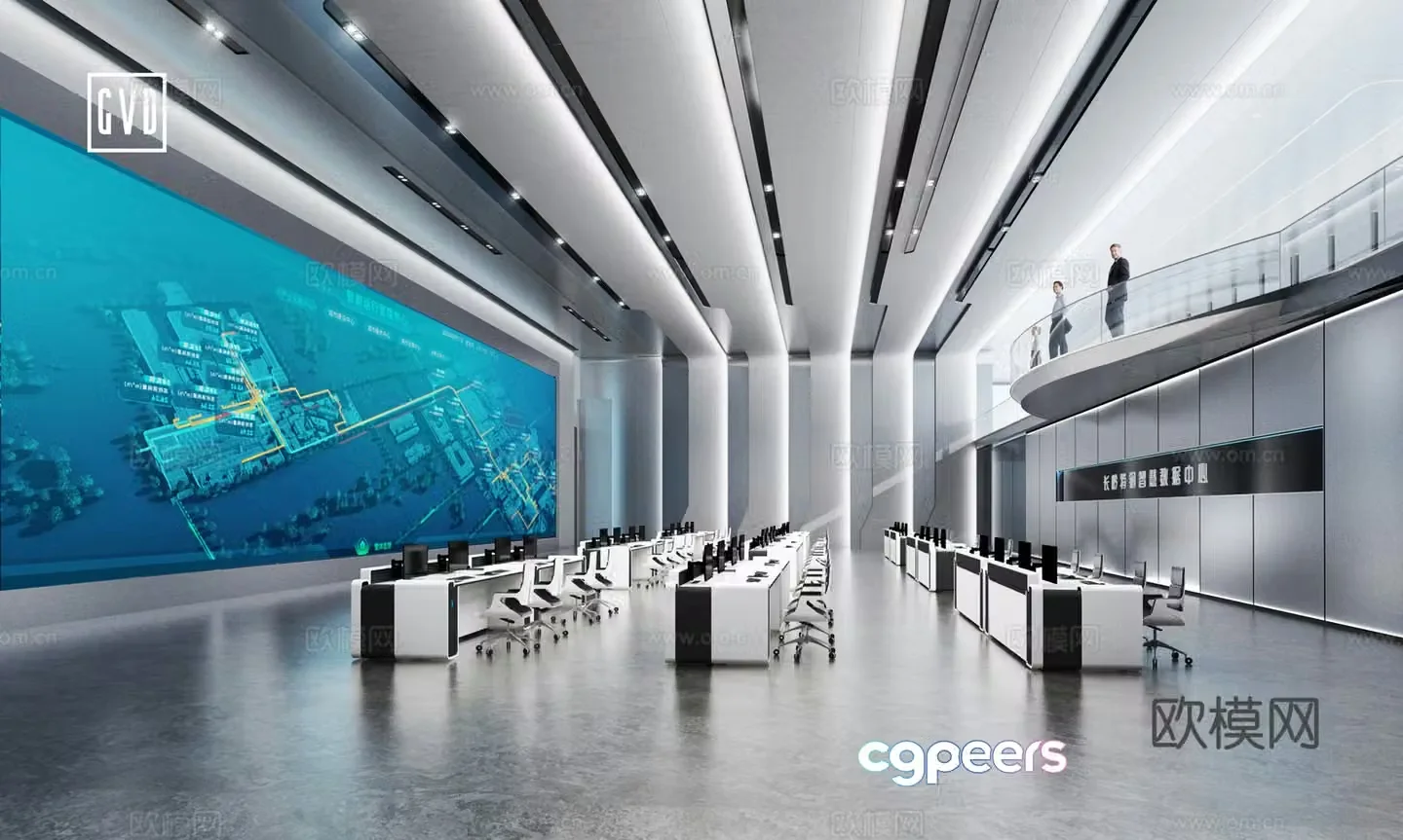 Modern Management and Control Center Smart Center Data Center Command Center Scheduling Center Monitoring Room 3D Model