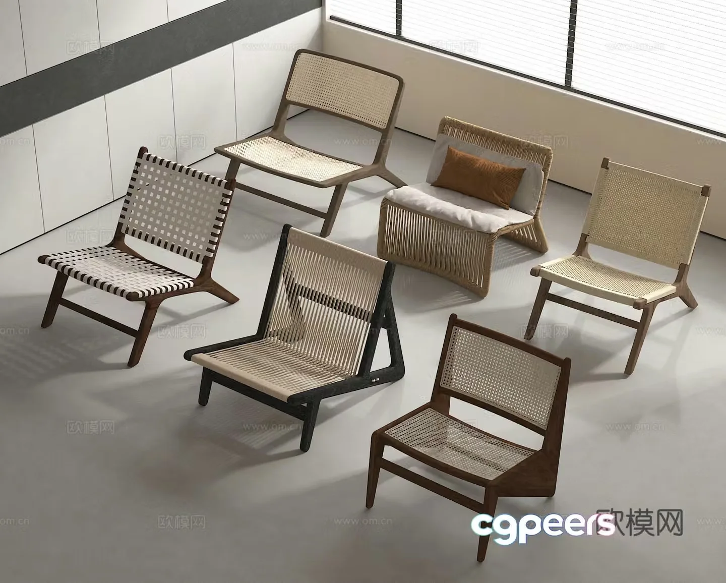 Rattan chair leisure chair outdoor chair single chair 3d model