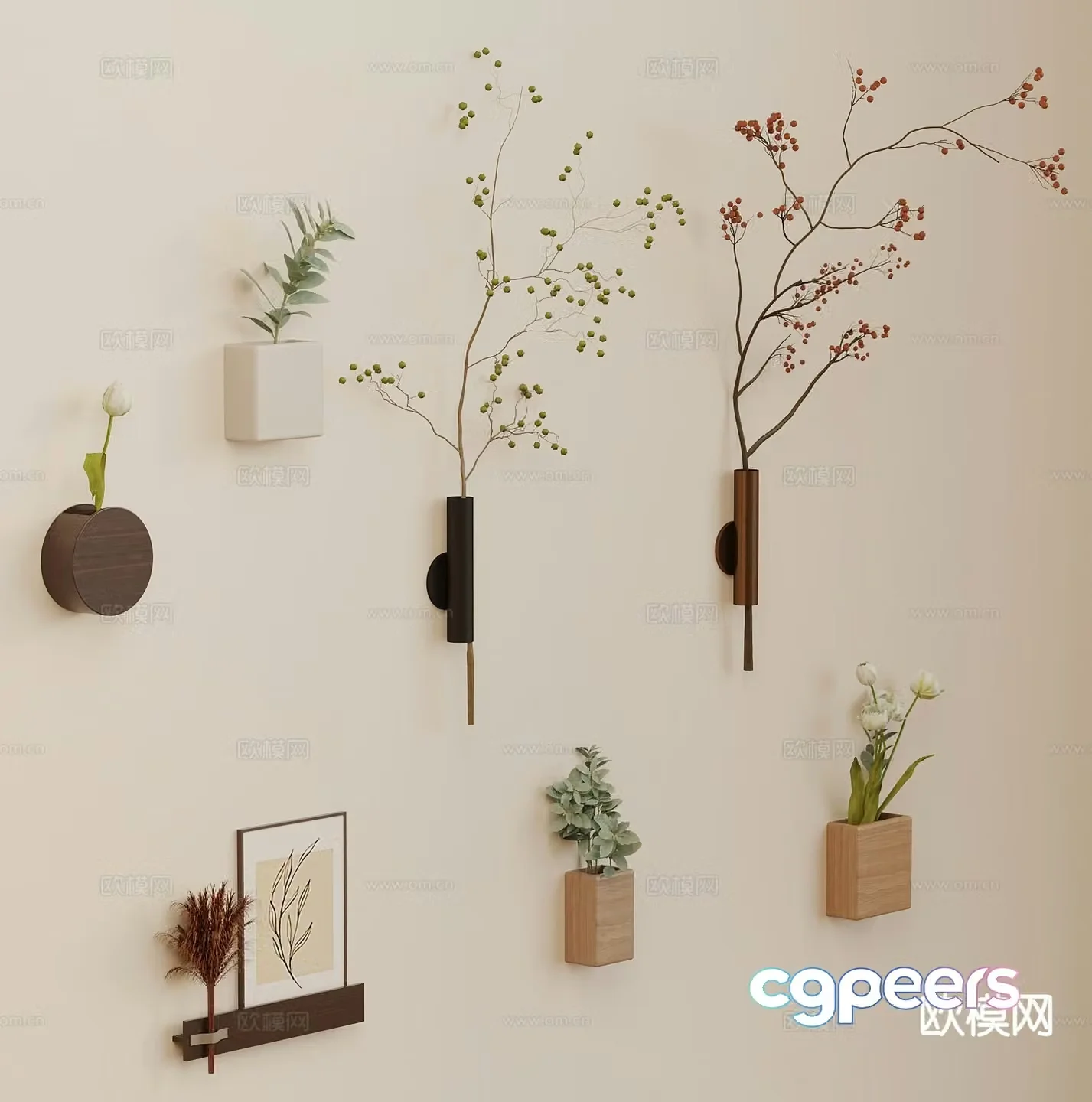 Plant wall decoration green plant hanging decoration 3d model