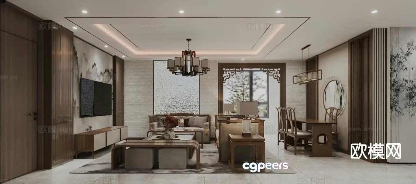 New Chinese style living room 3d model